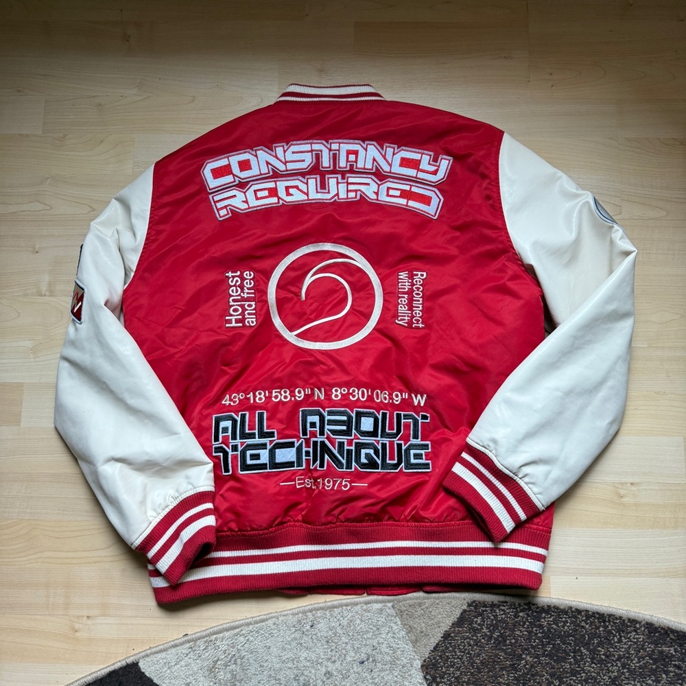Zara Varsity Jacket in Red and Cream - Picture 3 of 3